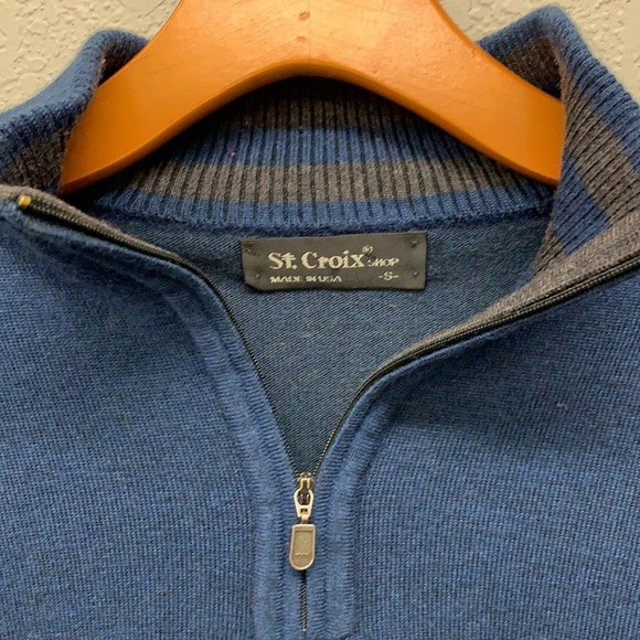 {St Croix shop} 1/4 zip navy wool blend sweater S - Picture 2 of 5